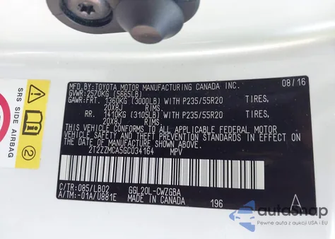 2016 Lexus Rx 350 из США, поврежденный, VIN 2T2ZZMCA5GC034164